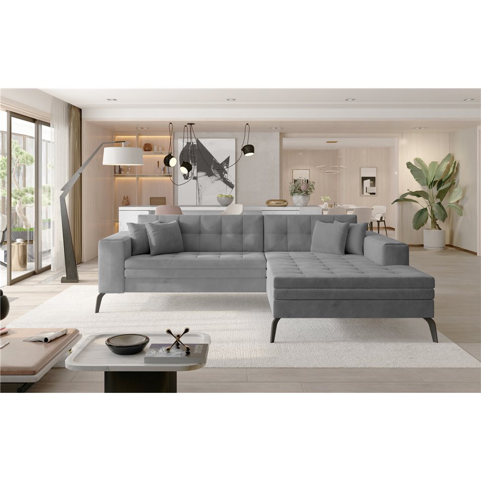 Corner sofa Elsolange R, Monolith 84, gray, H80x292x196