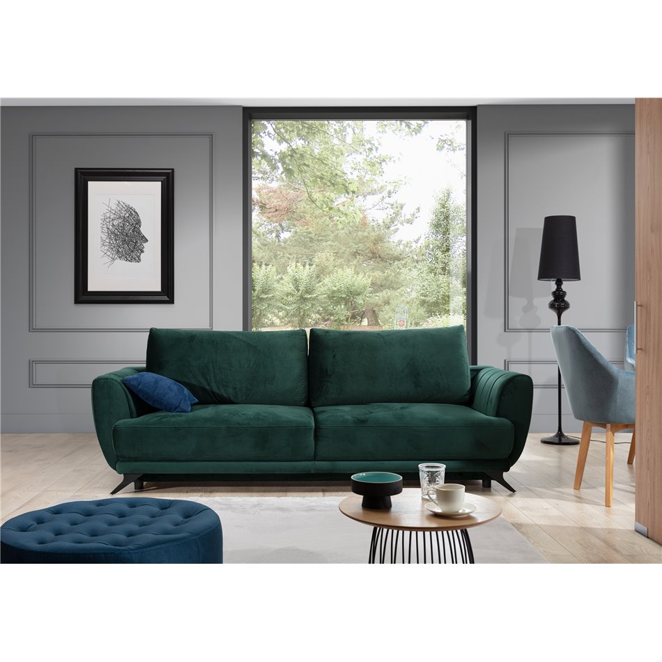 Sofa bed Elmego , Riviera 38, green, H90x242x95