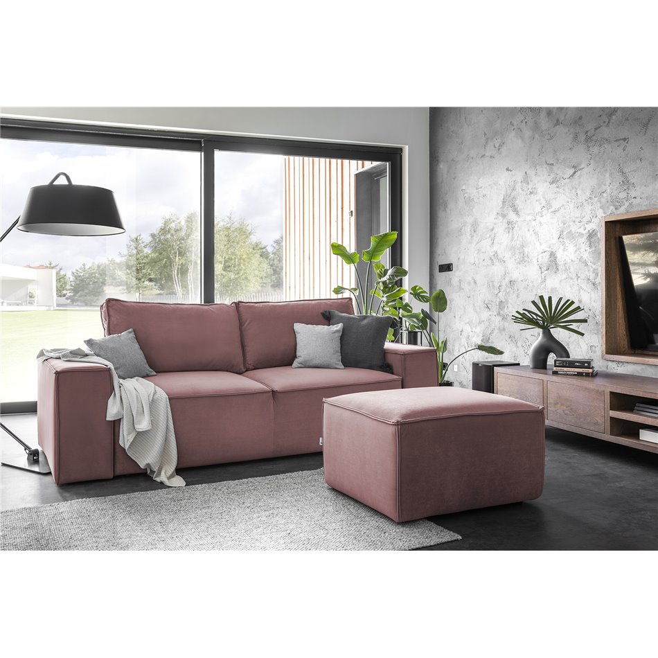 Guļamdīvāns Elsilla , Velvetmat 24, rozā, H96x260x104