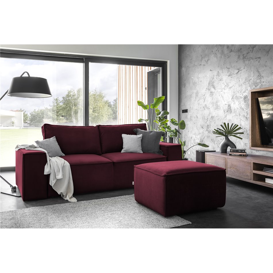 Sofa bed Elsilla , Velvetmat 25, red, H96x260x104