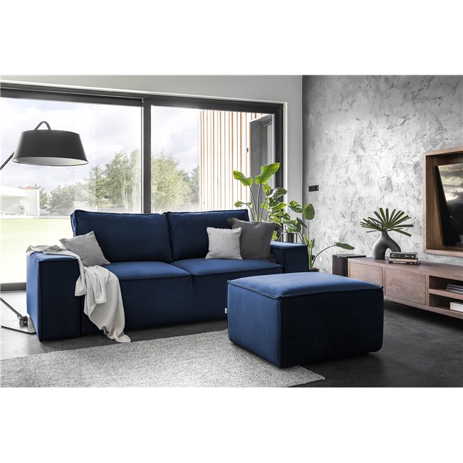 Sofa bed Elsilla , Velvetmat 40, blue, H96x260x104