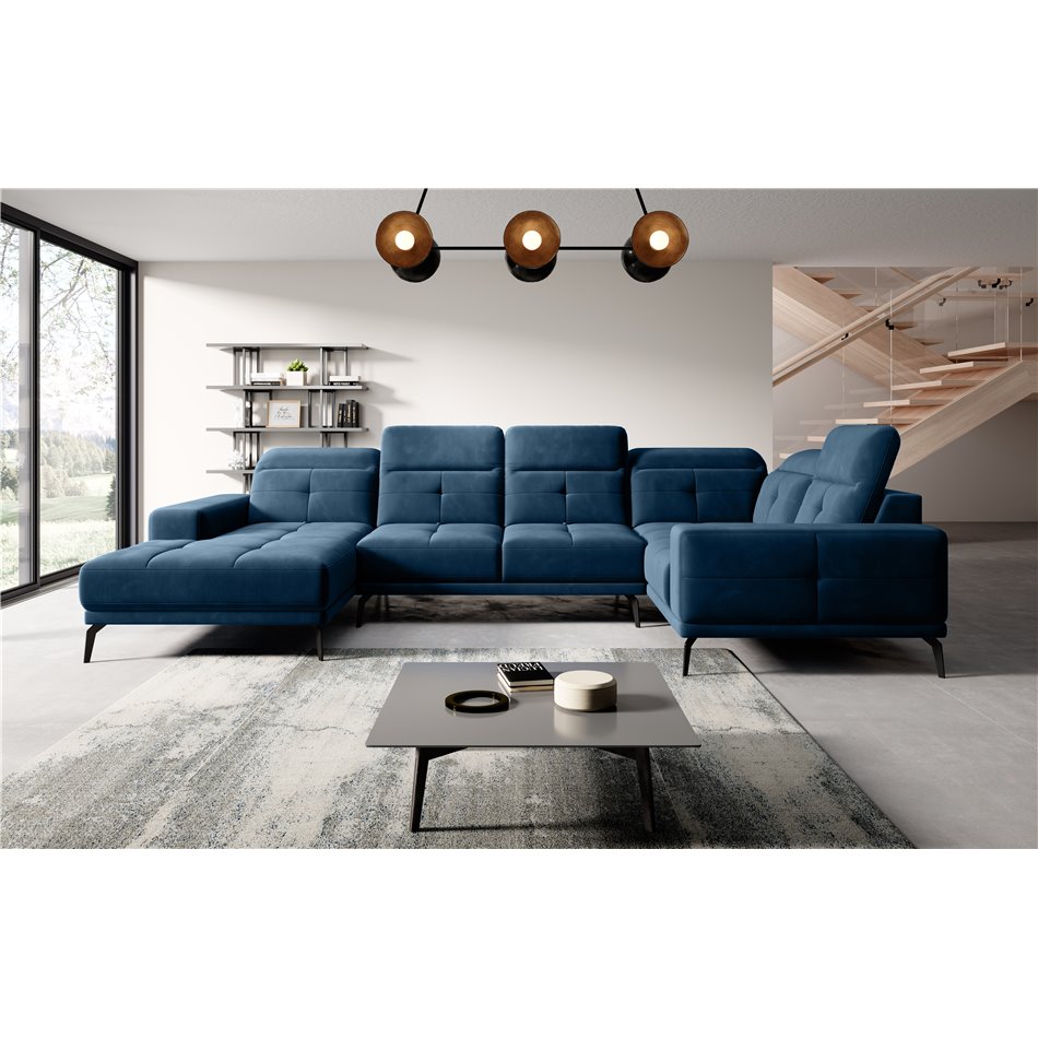 Corner sofa Elneviro R, Lukso 40, blue, H77x350x201