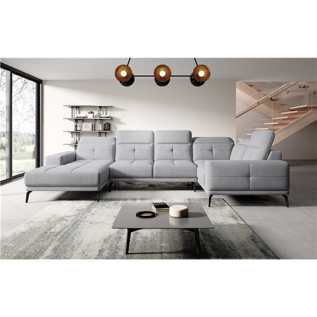 Corner sofa Elneviro R, Sola 4, gray, H77x350x201