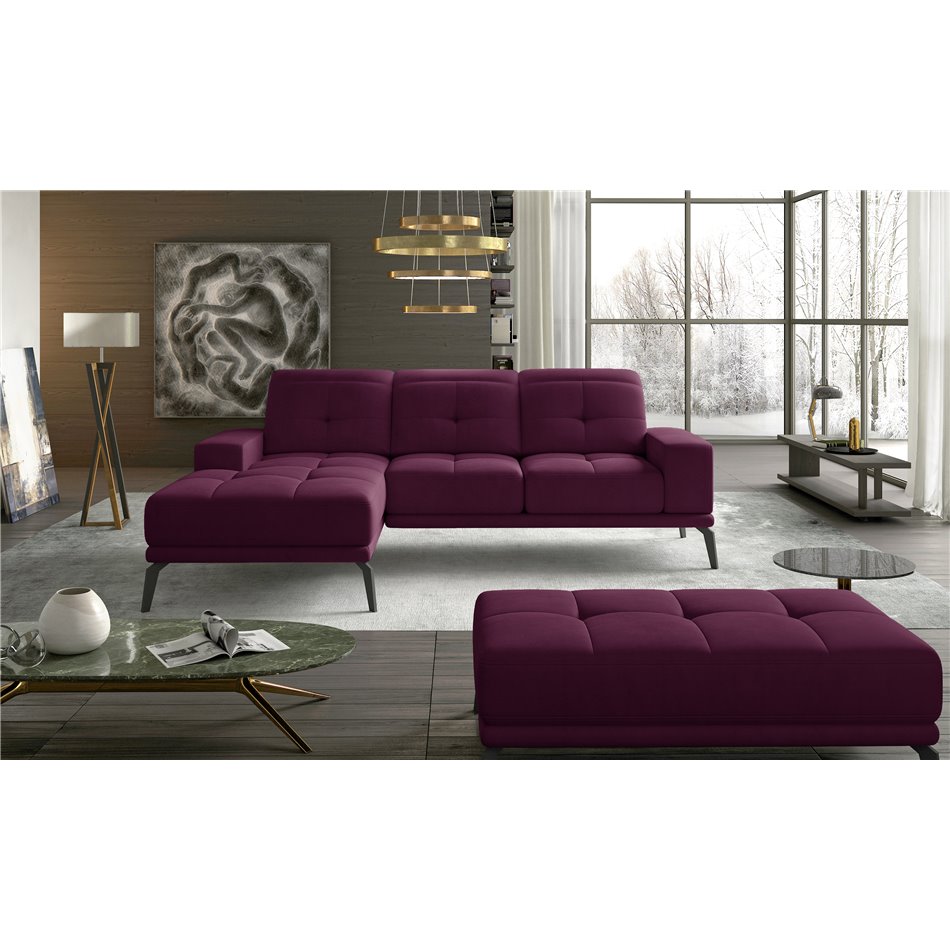 Угловой диван Eltorrenso R, Mat Velvet 68, фиолетовый, H98x265x53