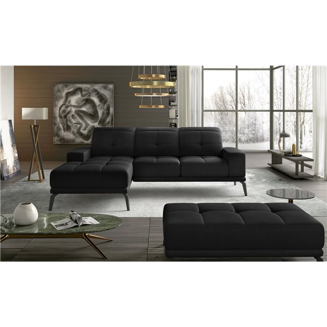 Угловой диван Eltorrenso R, Mat Velvet 99, черный, H98x265x53