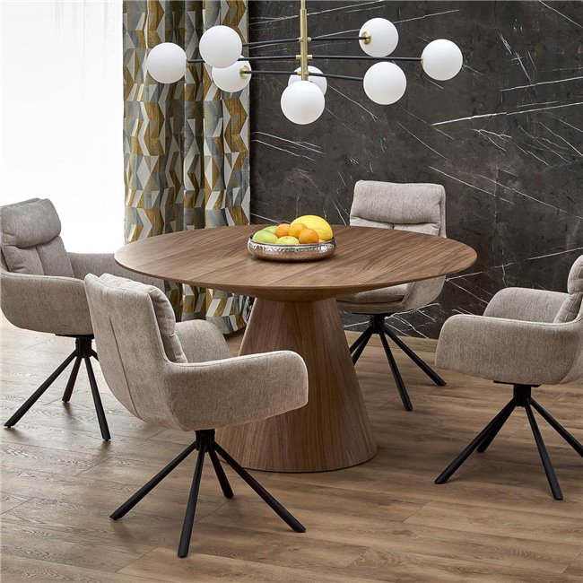 Dinner table Handerson, nut,  D137.5x28cm