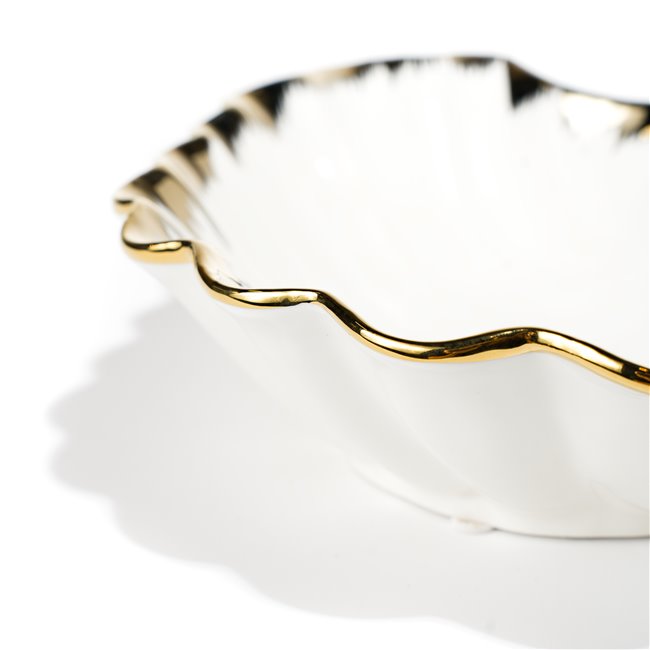 Dekoratīvs trauks Margita shell, balts/zelta, 28x24.5x7cm