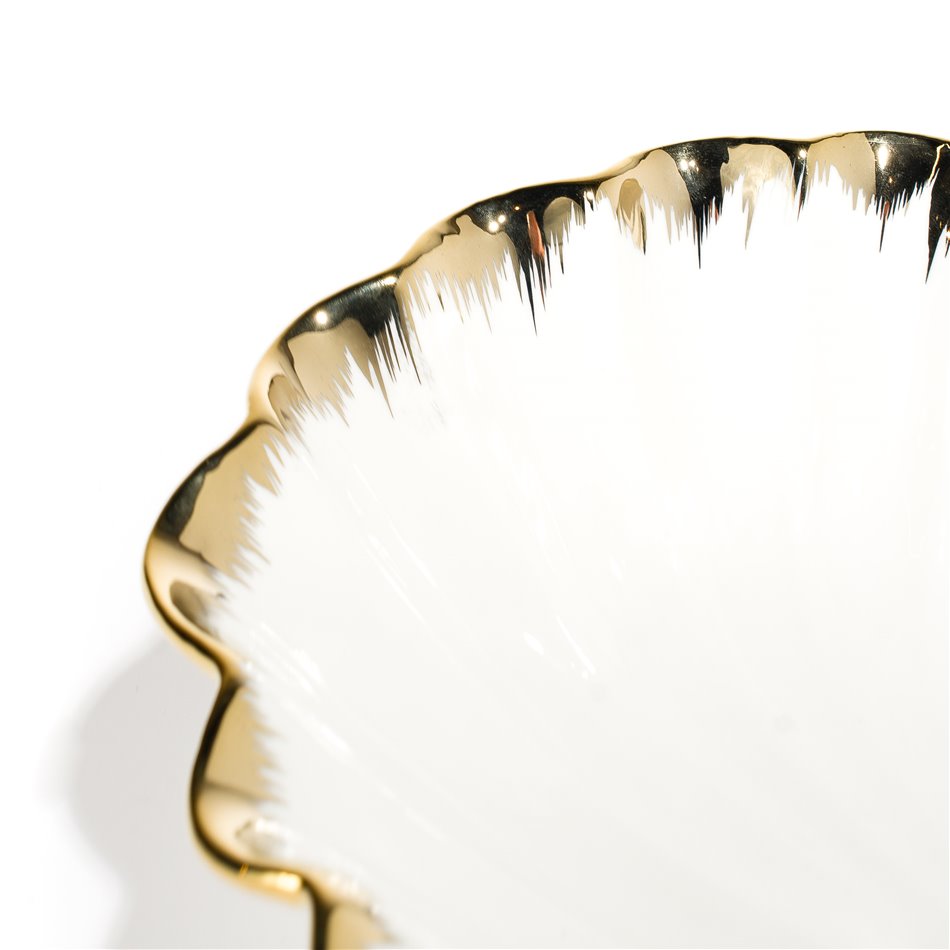 Decorative plate Margita shell, white/gold, 28x24.5x7cm