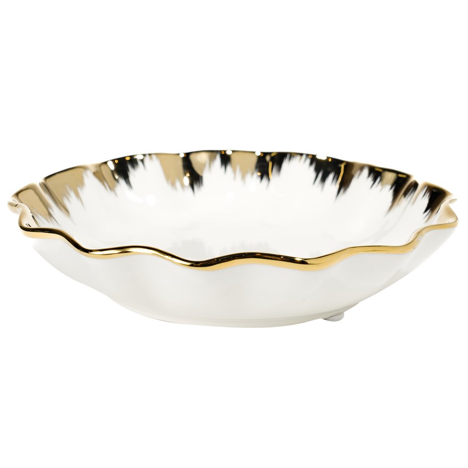 Decorative plate Martina 12, white/gold, 20x20x4cm