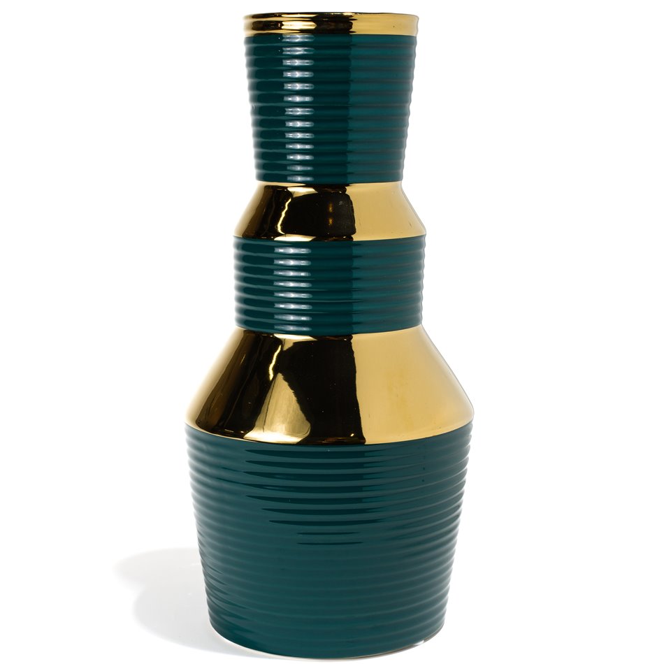 Vase  Madria, green/gold, 16.5x16.5x33.3cm