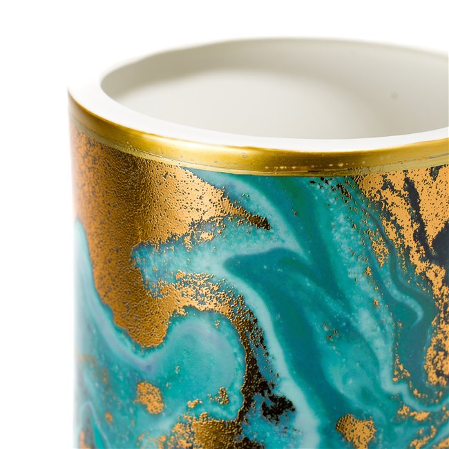 Vase Manuela 1, green/gold, 13.2x13.2x36.3cm