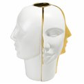Vase Morille, matte white/ gold, 28.3x28.3x33.8cm