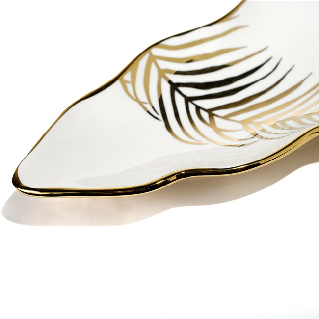 Decorative plate Maarja, gold/white, 42.5x15x3.2cm
