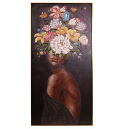Canvas wall art Female figure w flowers, 140x70x4cm