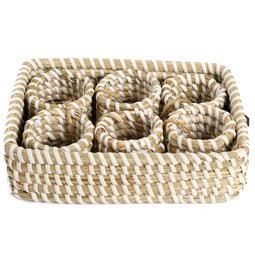 Tray Balizo 6 pc. napkinrings, seagrass, 18x13xH4cm