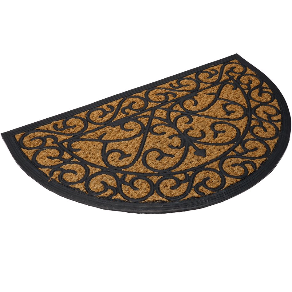 Doormat rubber cocos halfround, 75.3x45.2x1.1cm