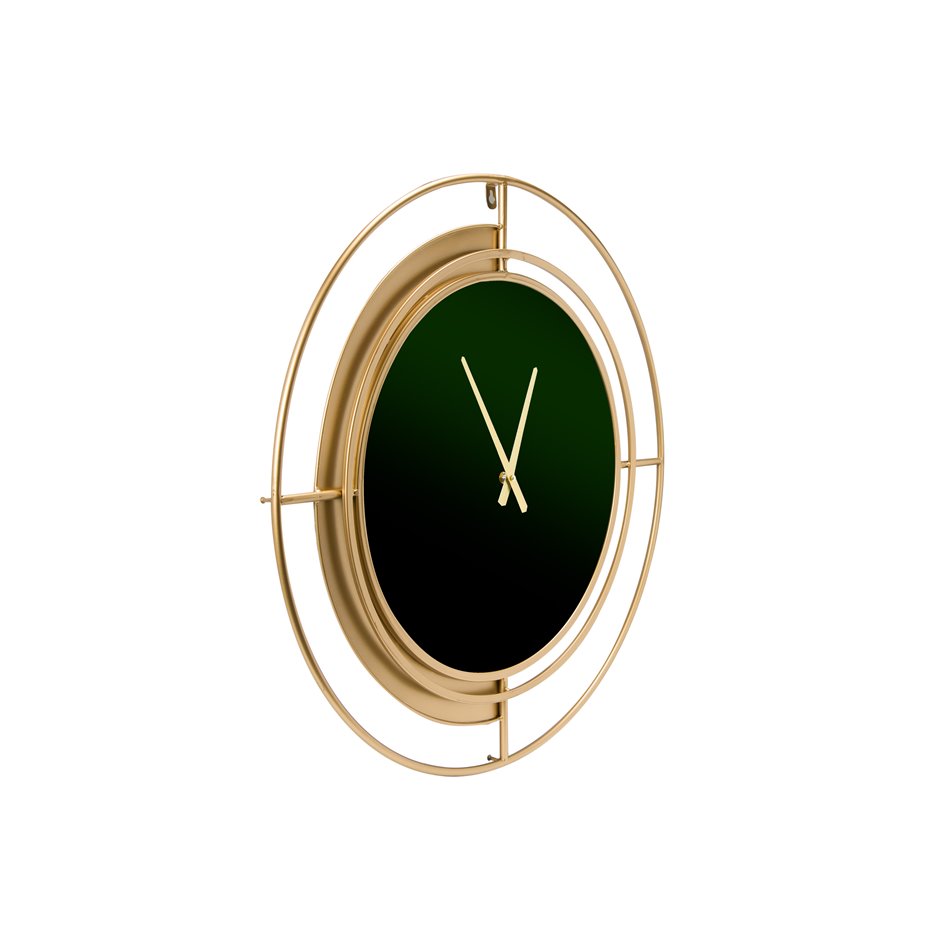 Wall clock Mildred, dark green glass, transparent, D68x4.5cm