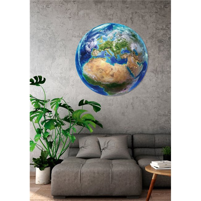 Digitalprint on safety glass The World  D.100 cm