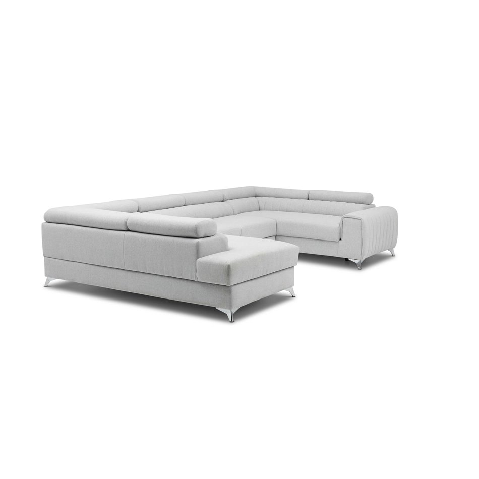 U shape sofa Elouis U Right, Flores 5, gray, H92x347x202cm