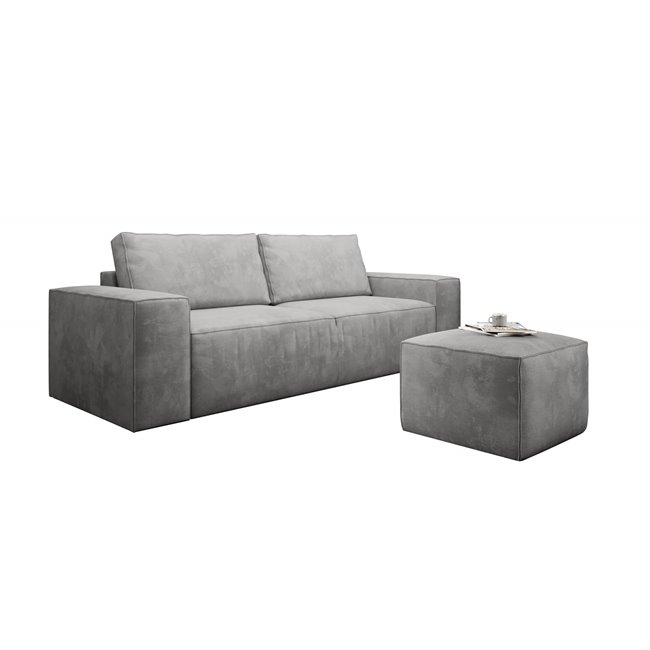 Sofa bed Elsilla, Velvetmat 4, gray, H96x260x104cm