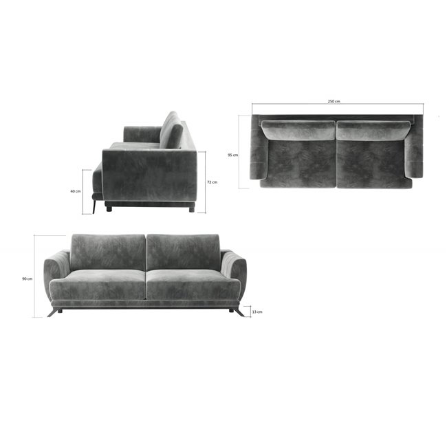 Sofa bed Elmego, Monolith 84, gray, H90x242x95cm
