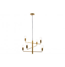 Griestu lampa Rego, misiņa krāsā, E27 6x60W (max), H43-138cm, D56cm