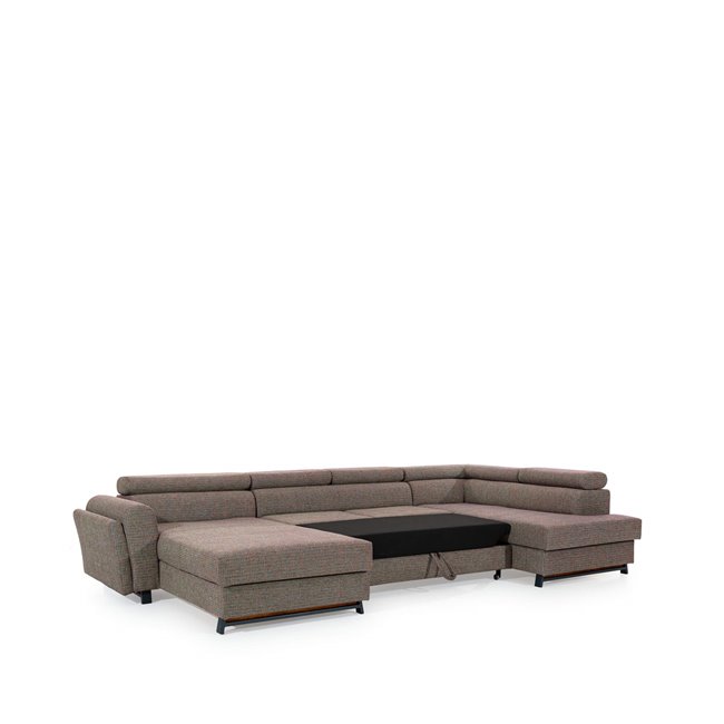 U shape sofa Elosette U Right, Mat Velvet 75, gray, H98x370x200cm