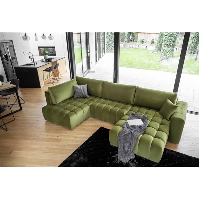 U shape sofa Elonito U Left, Flores 4, gray, H92x340x170cm