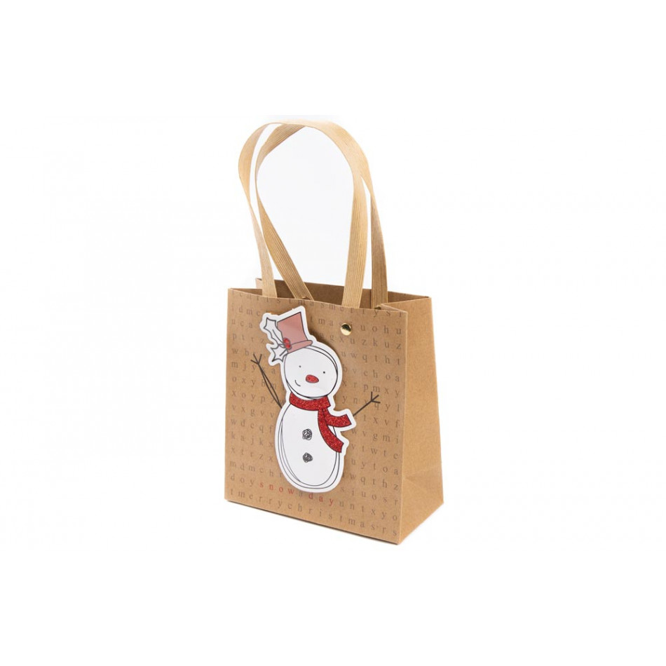Gift bag deer/snowman,14.5x6.8x15.5cm