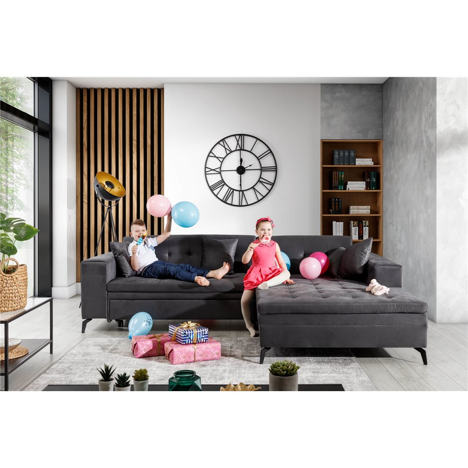 Corner sofa Elsolange R, Monolith 84, gray, H80x292x196cm