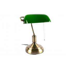 Настольная лампа Sonic, зеленый / медный цвет, h36cm, купол 13.5 x 22.5cm