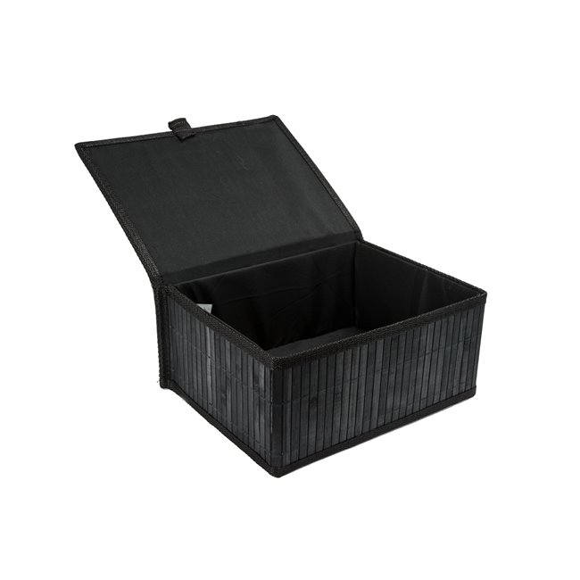 Basket, bamboo M, black, H13.5x29x22.5cm