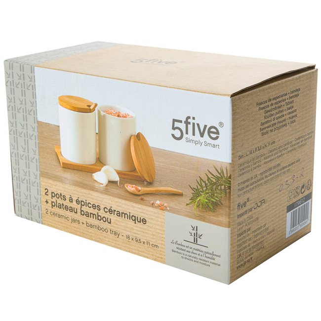 Набор банок, бамбук/керамика, В11,5x18x9,5xсм
