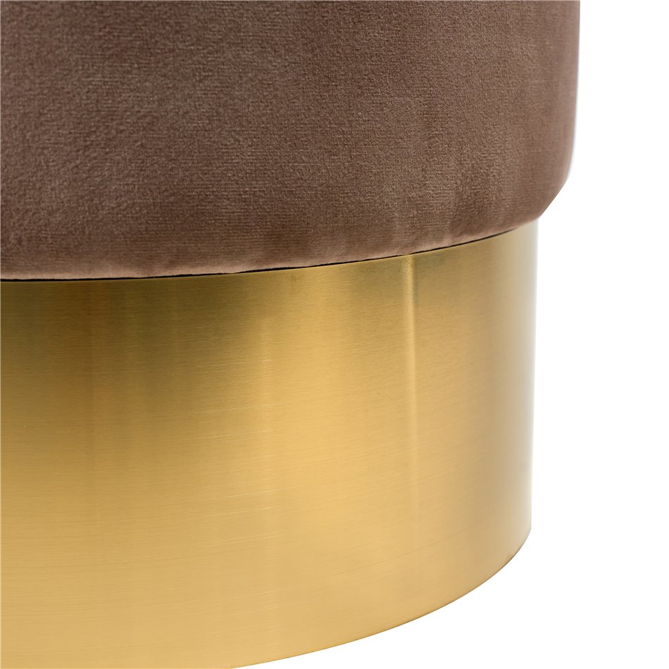 Stool  Noto, taupe/ golden base, vintage velvet, 35x42cm