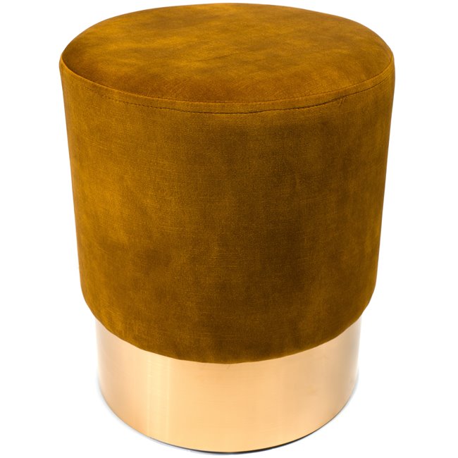 Stool Noto, gold/golden base, vintage velvet, 35x42cm