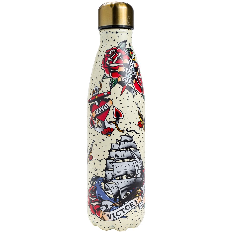 Water bottle Tatoo, metal, 500ml, H27x4x4cm