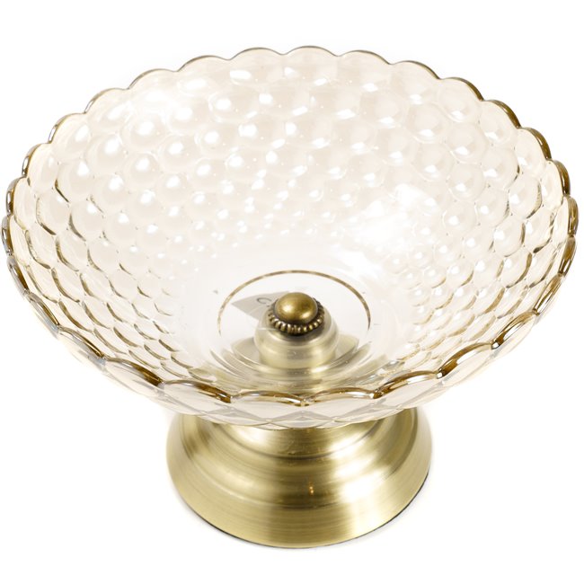 Миска на ножке, cтекло/металл, янтарный цвет/бронзовый, D24x15cm