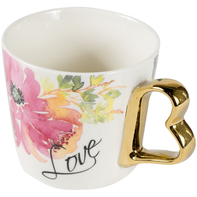 Кружка фарфоровая с цветочным декором,13x10x9cm, 400ml