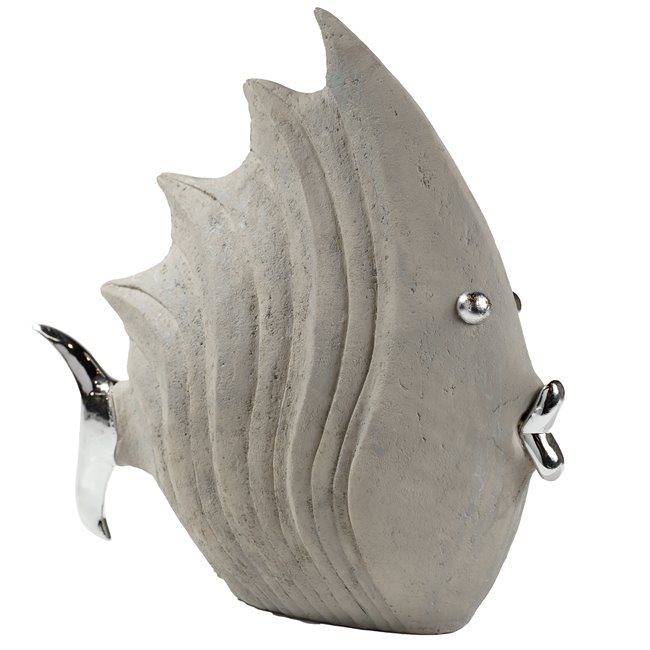 Decorative figure Fish, grey/silver, 9.5x29xH26cm