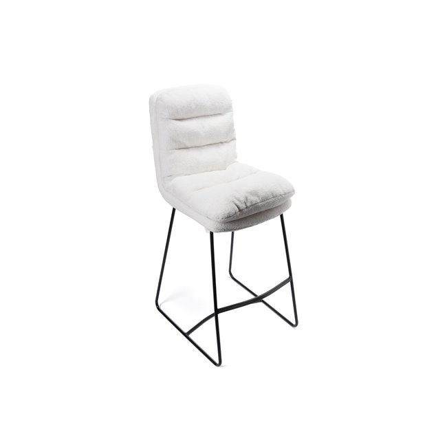 Bāra krēsls Teddy, balts, H109x60.5x43cm, sēdvirsmas h-80cm