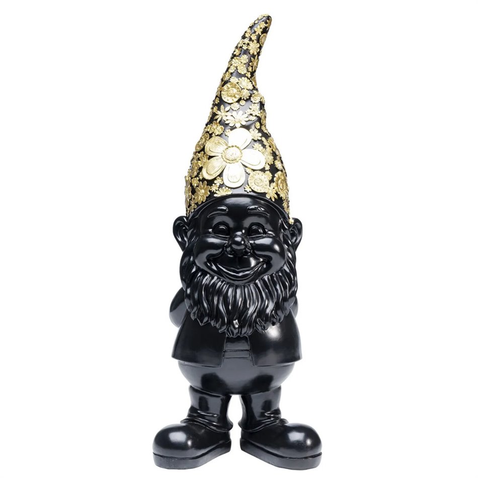 Decorative figure Gnome, black/golden, H61x20x23cm