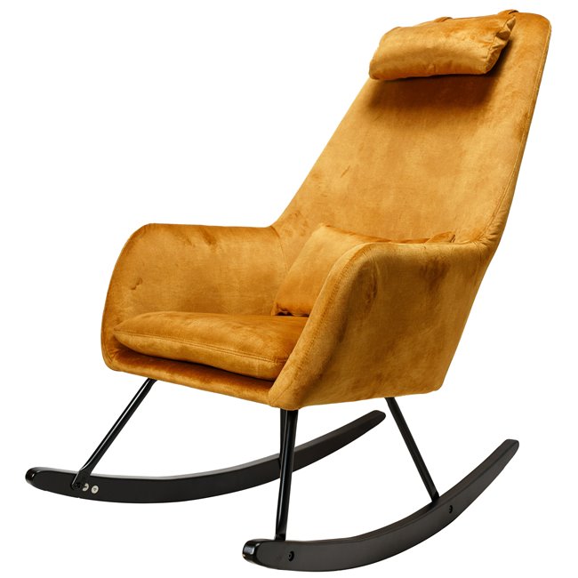 Šūpuļkrēsls Amberg, sinepju, 105x63x53cm, sēdv. H46cm