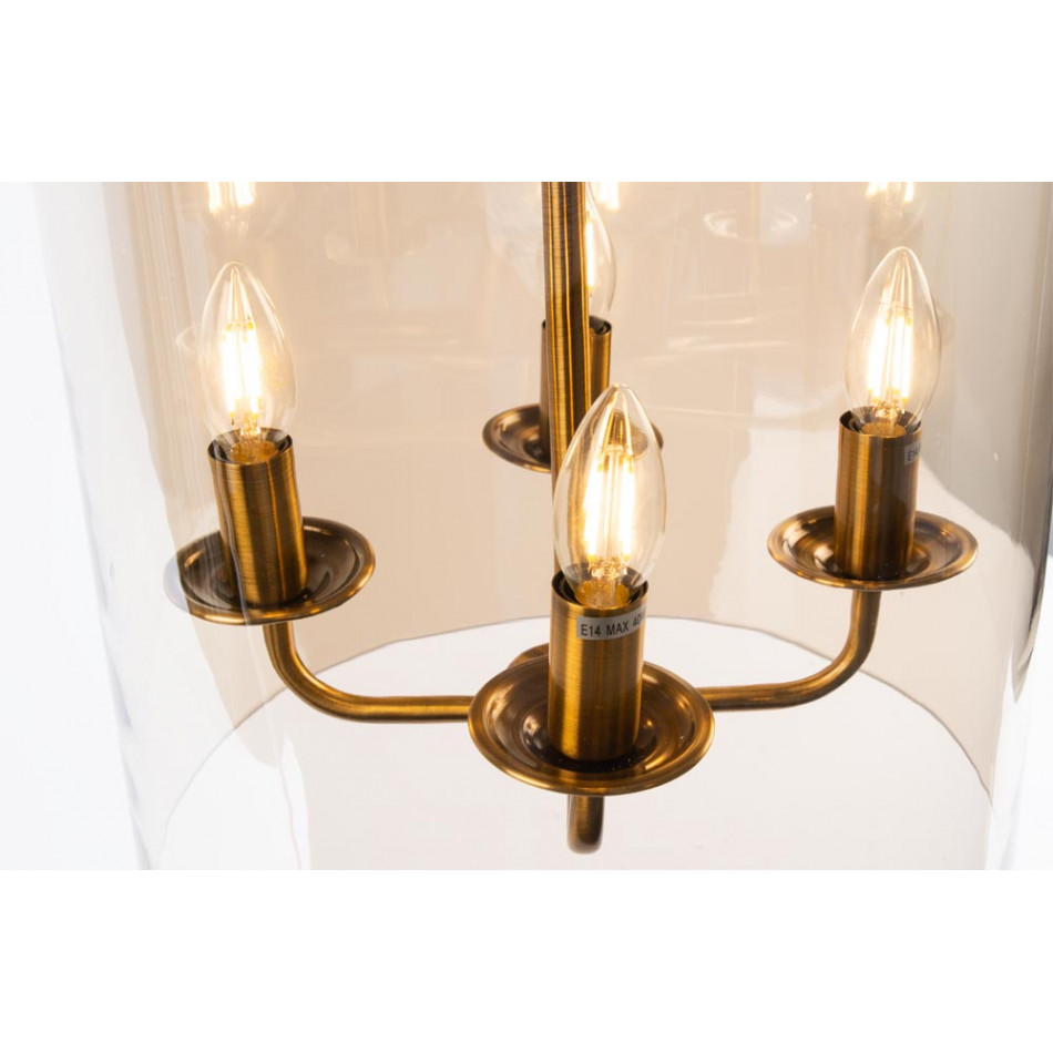 Griestu lampa Raimo, bronzas krāsā, H-58-153cm, Ø-35cm, E14 4x40W