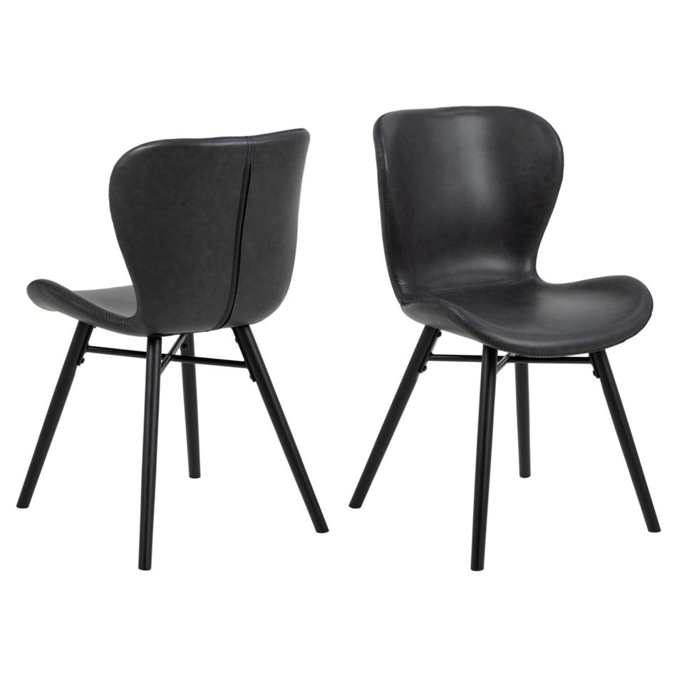 Dining chair Atilde, set of 2 pcs, black, H82.5x47x53cm, seat height 46cm