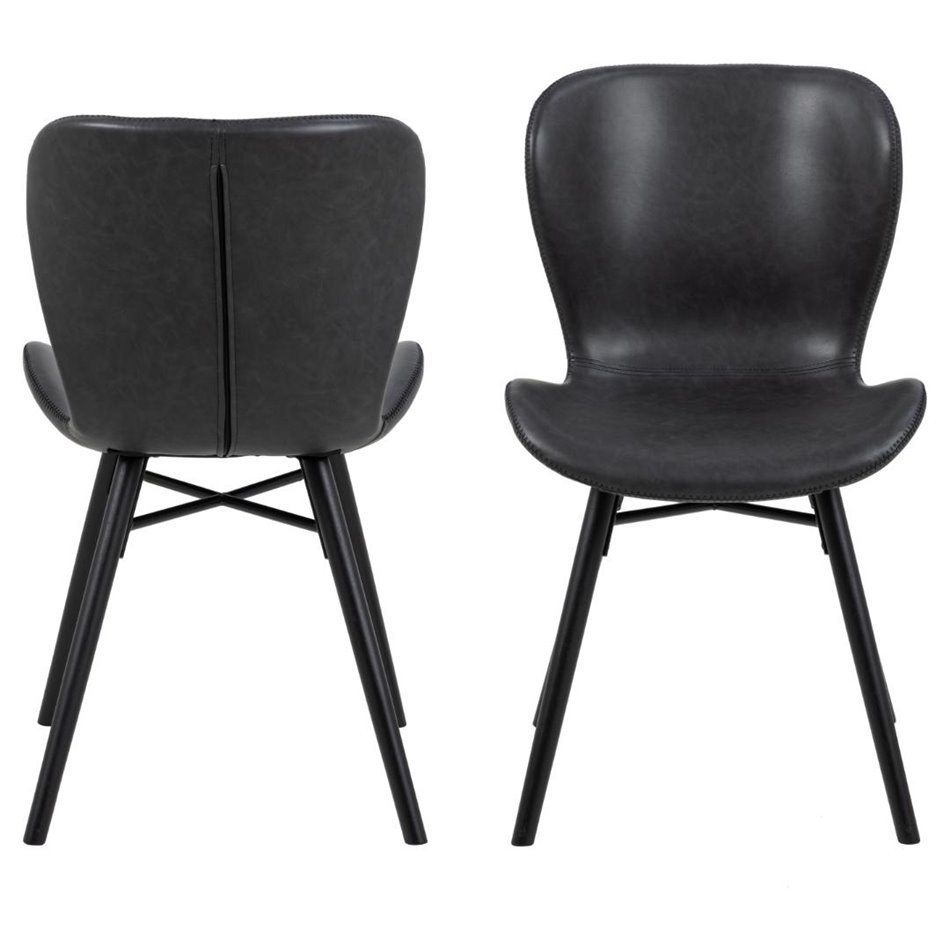 Dining chair Atilde, set of 2 pcs, black, H82.5x47x53cm, seat height 46cm