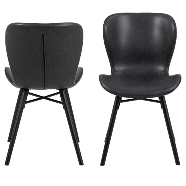 Dining chair Atilde, set of 2 pcs, black, H82.5x47x53cm, seat height 46cm