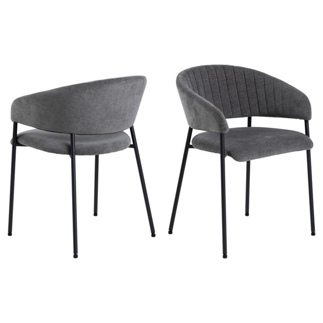 Dining chair Agn, set of 2 pcs, dark grey, H77.5x54.5x54cm, seat height 49cm