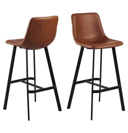 Bar stool Aragon, set of 2 pcs, brown, H103x46.5x50cm, seat height 76cm