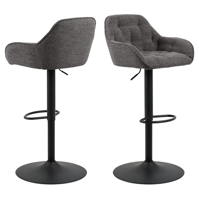Bar stool Arook, set of 2 pcs, anthracite, H109x52x52cm, seat height 63-84cm