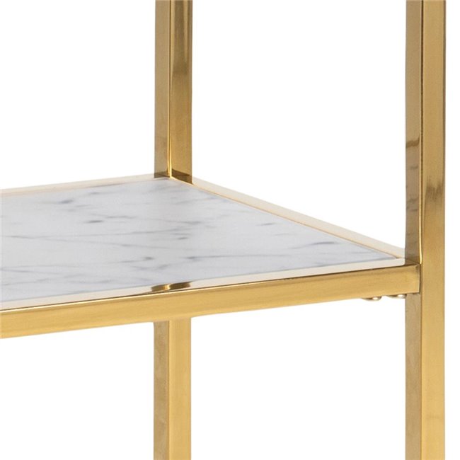 Console table Alis, metal/glass, white marble look, H80.5x79.5x26cm